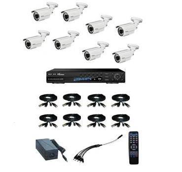 8x NV Weatherproof Cameras Surveillance System H.264